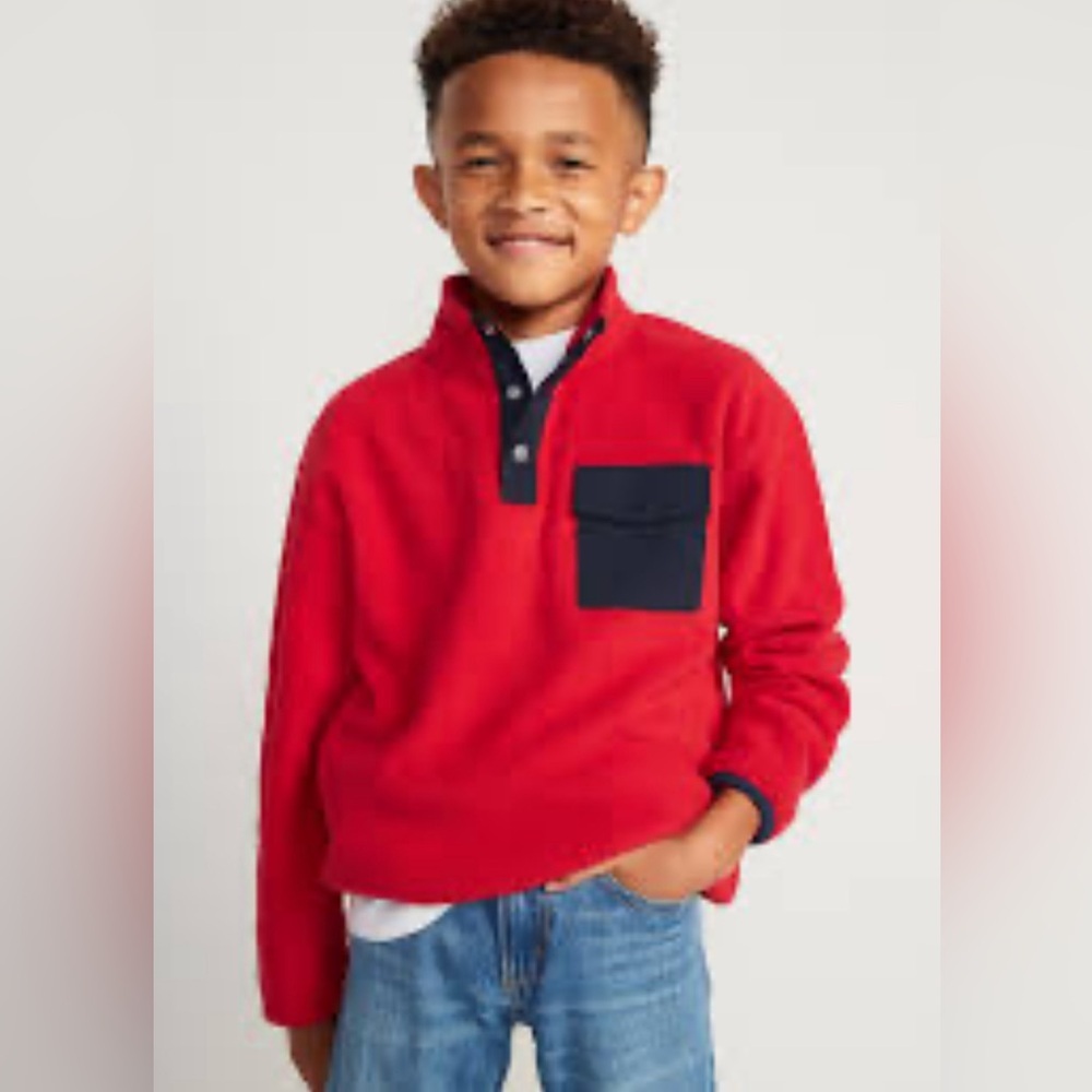 Old Navy Kids Size L(10-12) Mock-Neck Snap-Front Micro Fleece Pullover